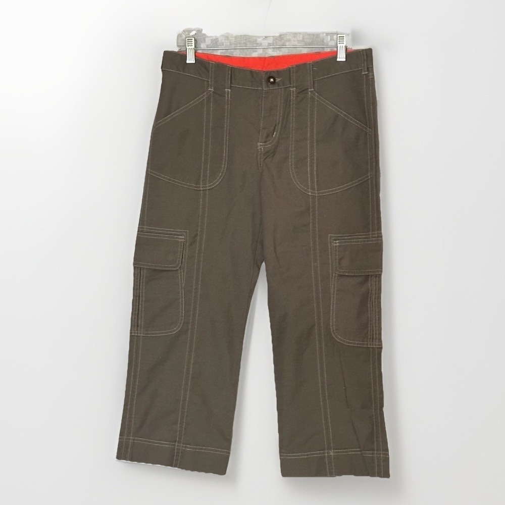 Prana Women's Brown Cargo Capris with Red Waistband